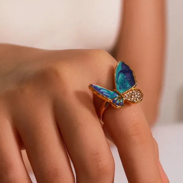 Gold_Zircon_Enamel_Butterfly_Rings_For_Women